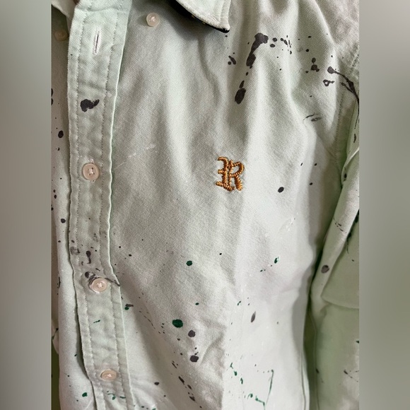 Ralph Lauren Vintage Green Paint Splatter Button Down Polo Shirt | 6 - Picture 2 of 8